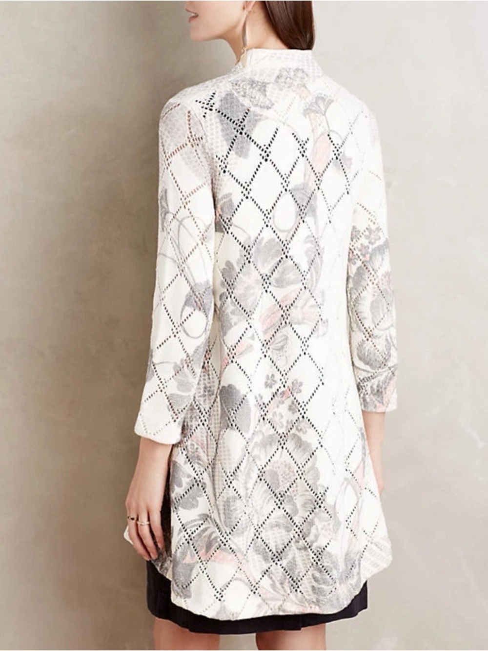 Anthropologie, knitted and knotted diamond link duster jacket, size medium